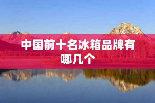 中国前十名冰箱品牌有哪几个