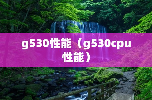 g530性能（g530cpu性能）