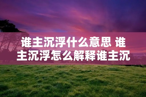 谁主沉浮什么意思 谁主沉浮怎么解释谁主沉浮怎么读 谁主沉浮什么意思 谁主沉浮怎么解释谁主沉浮怎么读