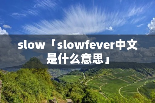 slow「slowfever中文是什么意思」