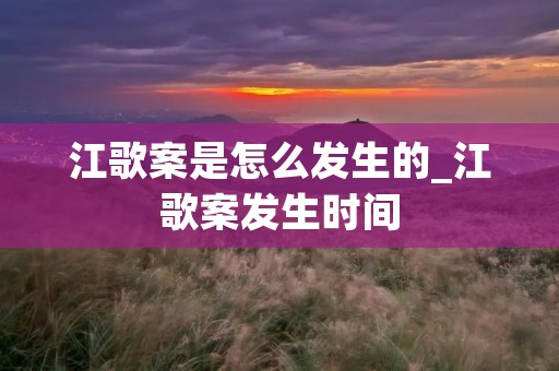 江歌案是怎么发生的_江歌案发生时间