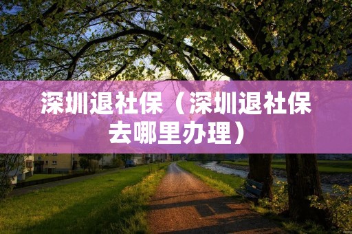 深圳退社保（深圳退社保去哪里办理）