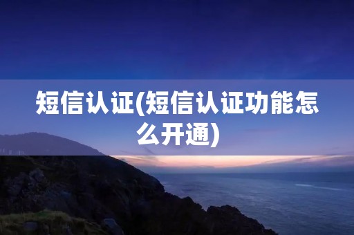 短信认证(短信认证功能怎么开通)