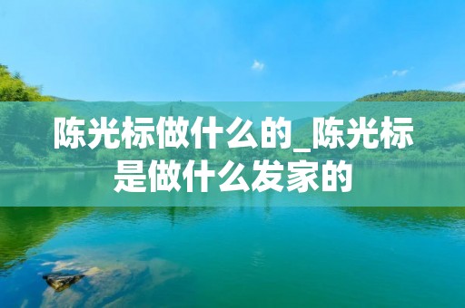 陈光标做什么的_陈光标是做什么发家的