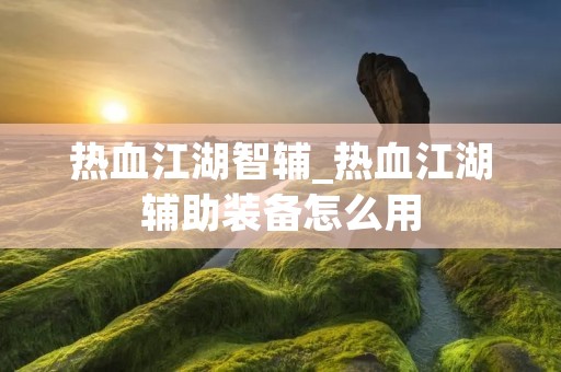 热血江湖智辅_热血江湖辅助装备怎么用