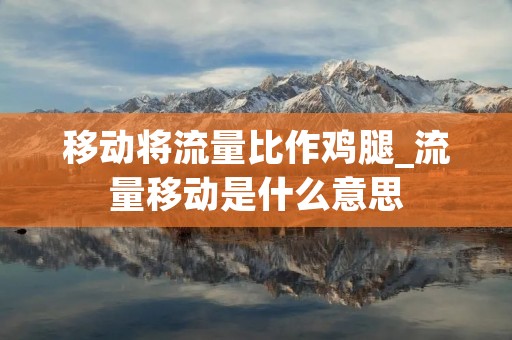 移动将流量比作鸡腿_流量移动是什么意思 移动将流量比作鸡腿_流量移动是什么意思