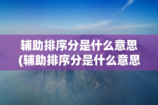 辅助排序分是什么意思(辅助排序分是什么意思啊)