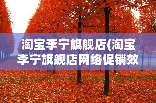 淘宝李宁旗舰店(淘宝李宁旗舰店网络促销效果的展望)