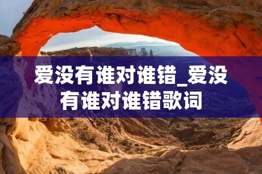 爱没有谁对谁错_爱没有谁对谁错歌词