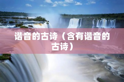谐音的古诗（含有谐音的古诗）