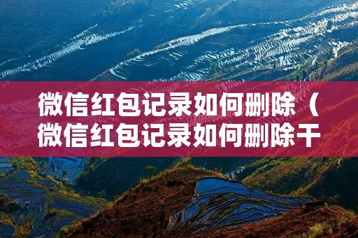 微信红包记录如何删除（微信红包记录如何删除干净）
