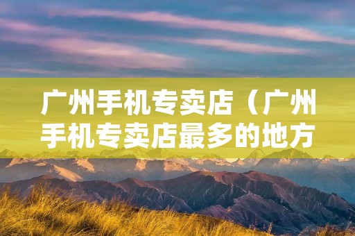广州手机专卖店（广州手机专卖店最多的地方）