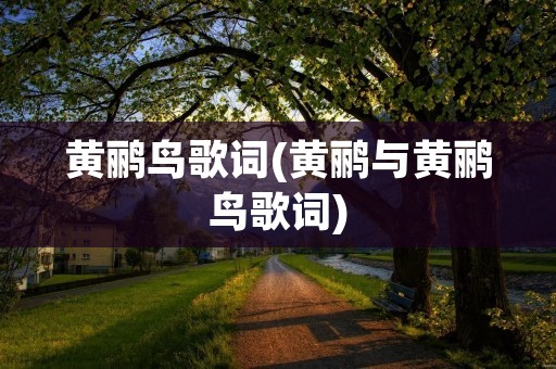 黄鹂鸟歌词(黄鹂与黄鹂鸟歌词)