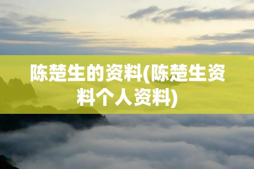 陈楚生的资料(陈楚生资料个人资料)