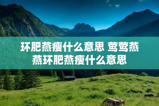 环肥燕瘦什么意思 莺莺燕燕环肥燕瘦什么意思