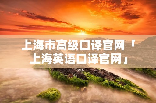 上海市高级口译官网「上海英语口译官网」