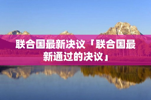 联合国最新决议「联合国最新通过的决议」