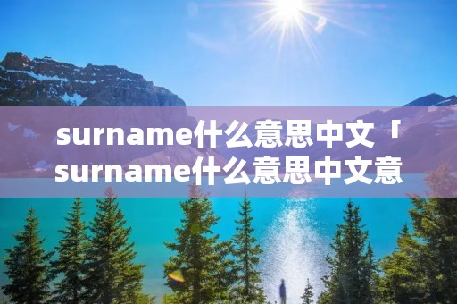 surname什么意思中文「surname什么意思中文意思」