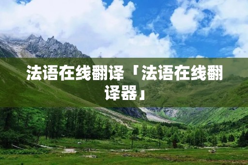 法语在线翻译「法语在线翻译器」