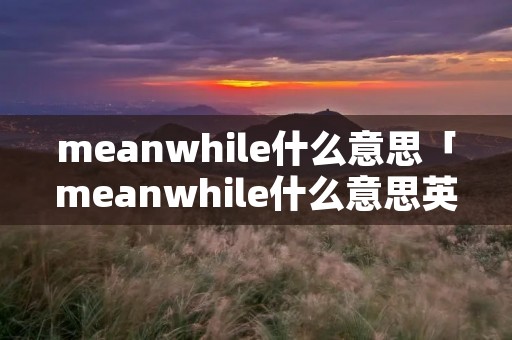 meanwhile什么意思「meanwhile什么意思英语」