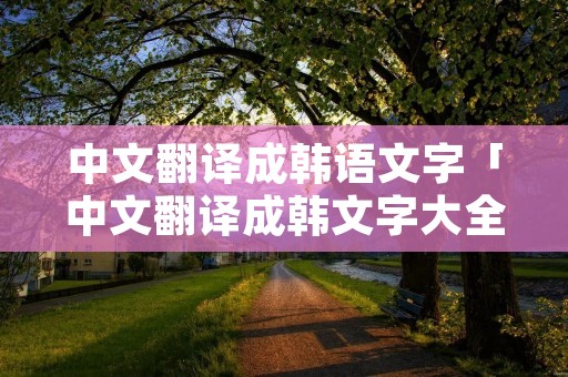 中文翻译成韩语文字「中文翻译成韩文字大全」
