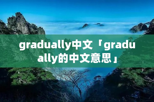 gradually中文「gradually的中文意思」