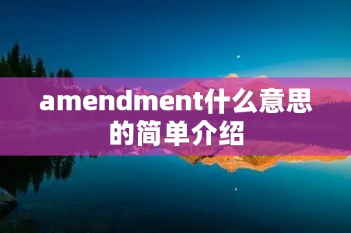 amendment什么意思的简单介绍 amendment什么意思的简单介绍