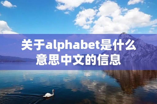 关于alphabet是什么意思中文的信息