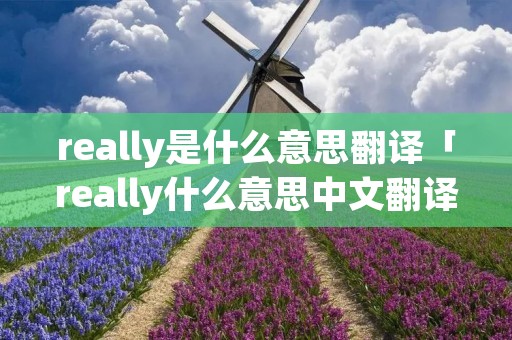 really是什么意思翻译「really什么意思中文翻译」