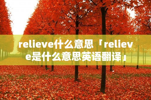 relieve什么意思「relieve是什么意思英语翻译」