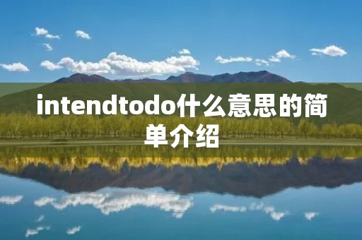 intendtodo什么意思的简单介绍 intendtodo什么意思的简单介绍