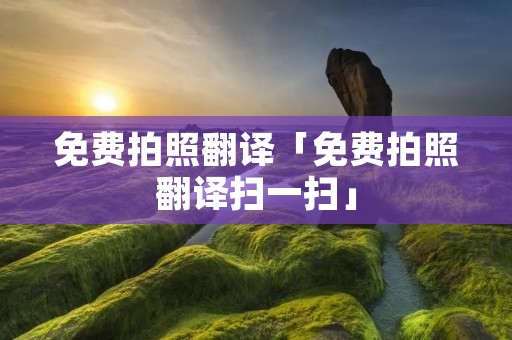 免费拍照翻译「免费拍照翻译扫一扫」