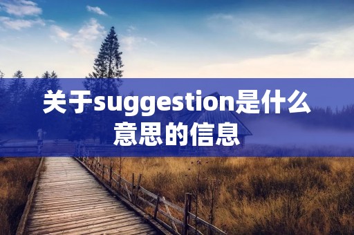 关于suggestion是什么意思的信息