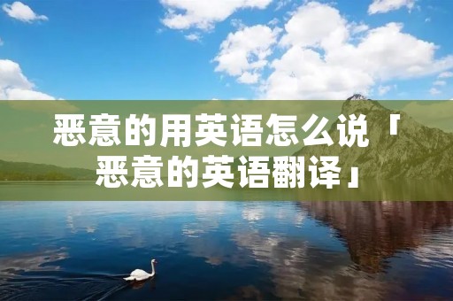 恶意的用英语怎么说「恶意的英语翻译」