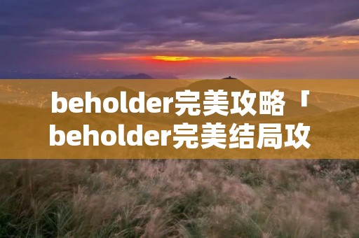 beholder完美攻略「beholder完美结局攻略」