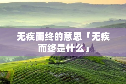 无疾而终的意思「无疾而终是什么」