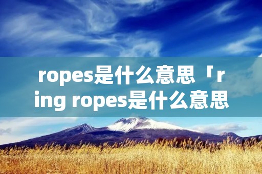 ropes是什么意思「ring ropes是什么意思」