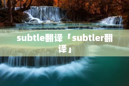 subtle翻译「subtler翻译」