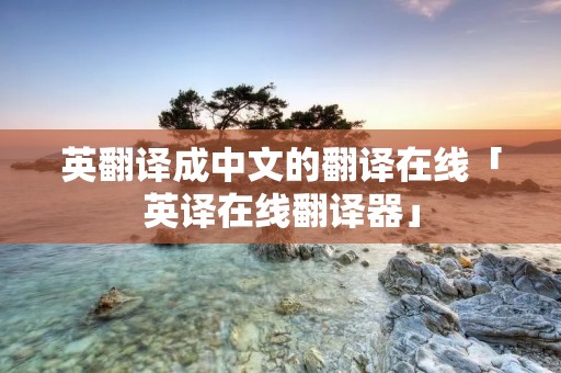 英翻译成中文的翻译在线「英译在线翻译器」