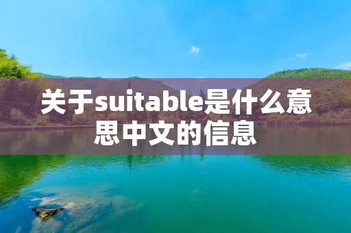 关于suitable是什么意思中文的信息