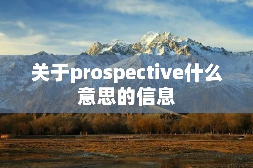 关于prospective什么意思的信息
