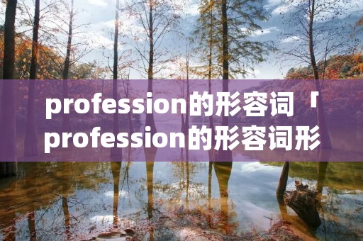 profession的形容词「profession的形容词形式」 profession的形容词「profession的形容词形式」