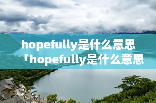 hopefully是什么意思「hopefully是什么意思中文翻译」