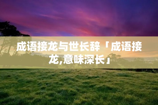 成语接龙与世长辞「成语接龙,意味深长」
