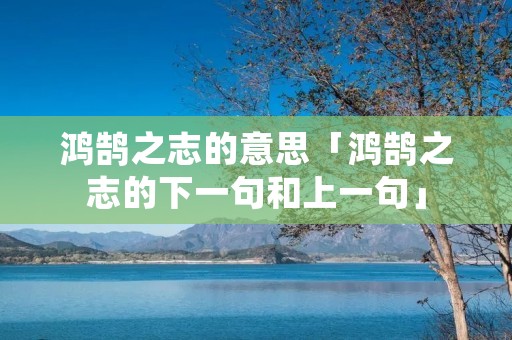 鸿鹄之志的意思「鸿鹄之志的下一句和上一句」