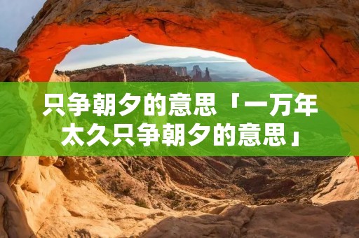 只争朝夕的意思「一万年太久只争朝夕的意思」