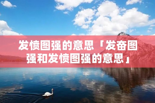 发愤图强的意思「发奋图强和发愤图强的意思」