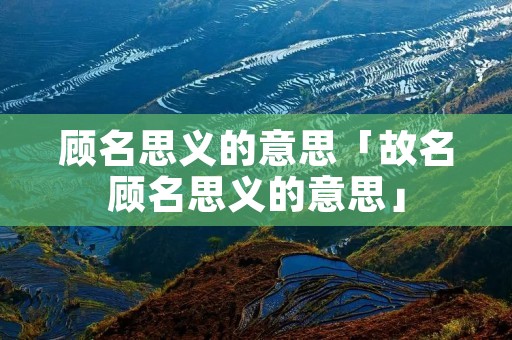 顾名思义的意思「故名顾名思义的意思」
