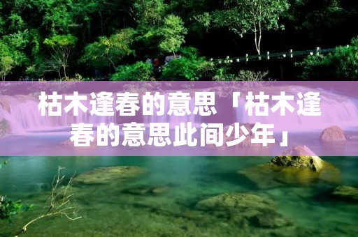 枯木逢春的意思「枯木逢春的意思此间少年」