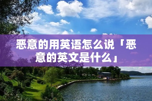 恶意的用英语怎么说「恶意的英文是什么」